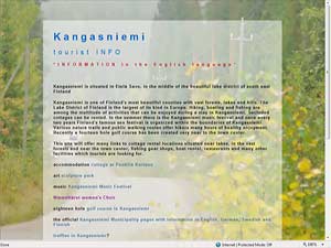 Kangasniemi, tourist info - information in the English language.